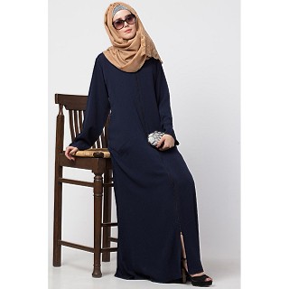 Casual zipper abaya-blue